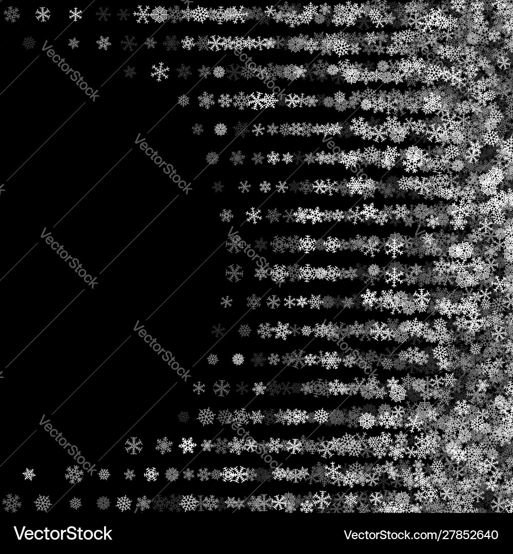 Snowfall with random snowflakes in dark Snowfall with random snowflakes in dark vector image