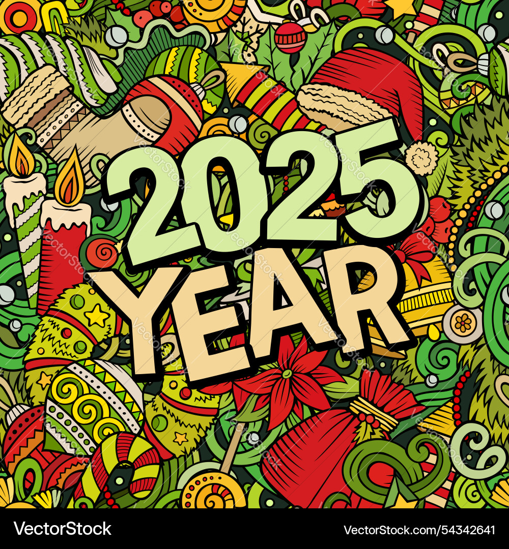 2025 doodles new year objects and elements design 2025 doodles new year objects and elements design vector image