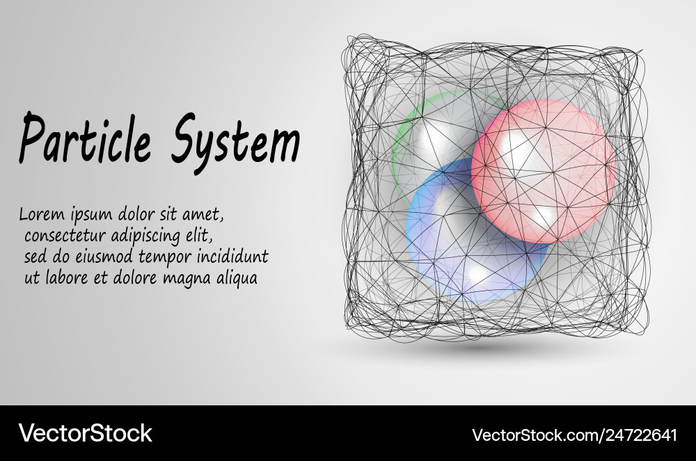 Atoms inside the mesh cube particles Atoms inside the mesh cube particles vector image