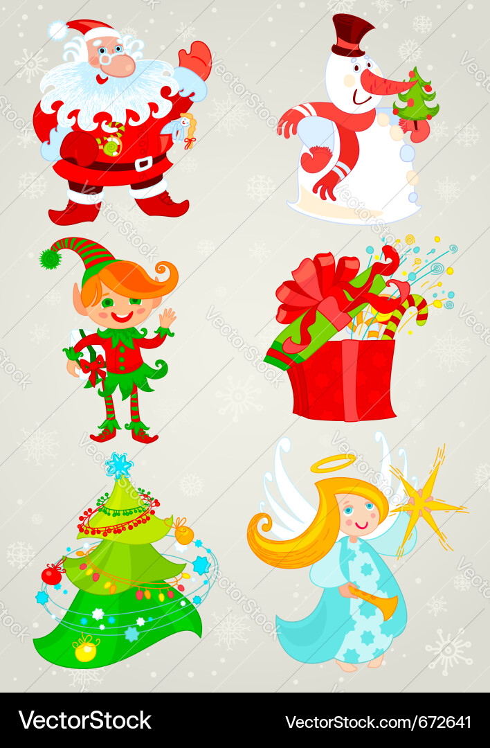 Christmas Friends & Santa Vector Image