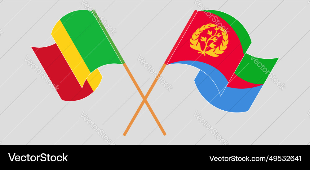 Crossed and waving flags of mali eritrea Crossed and waving flags of mali eritrea vector image