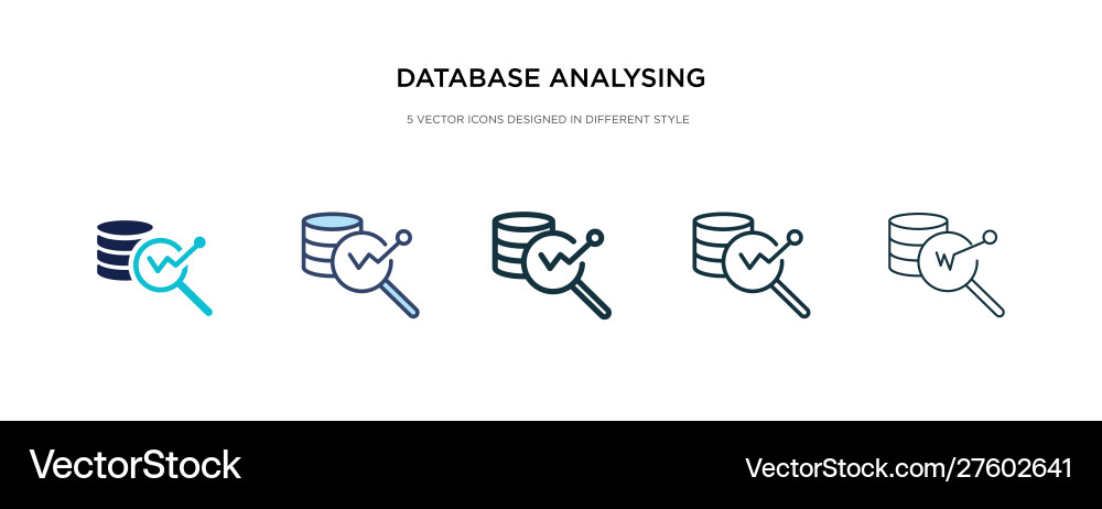 Database analysing icon in different style two Database analysing icon in different style two Vector Image