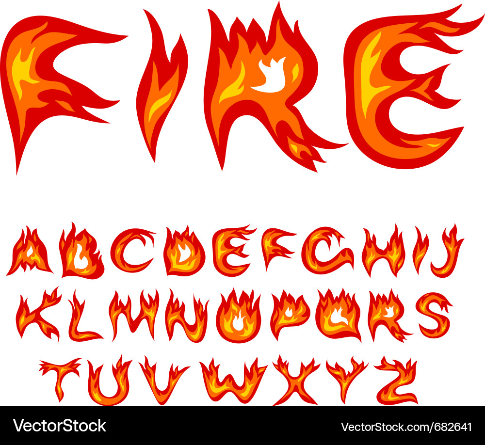 Flaming Letter Font vector image