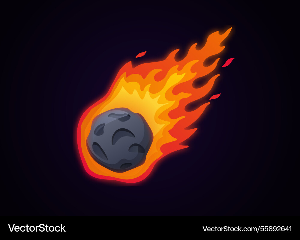 Flaming meteor soaring through space with bright Vector Image