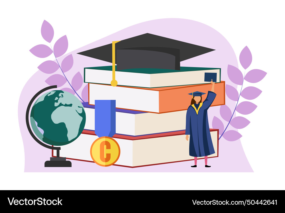 Graduation flat design Royalty Free Vector Image