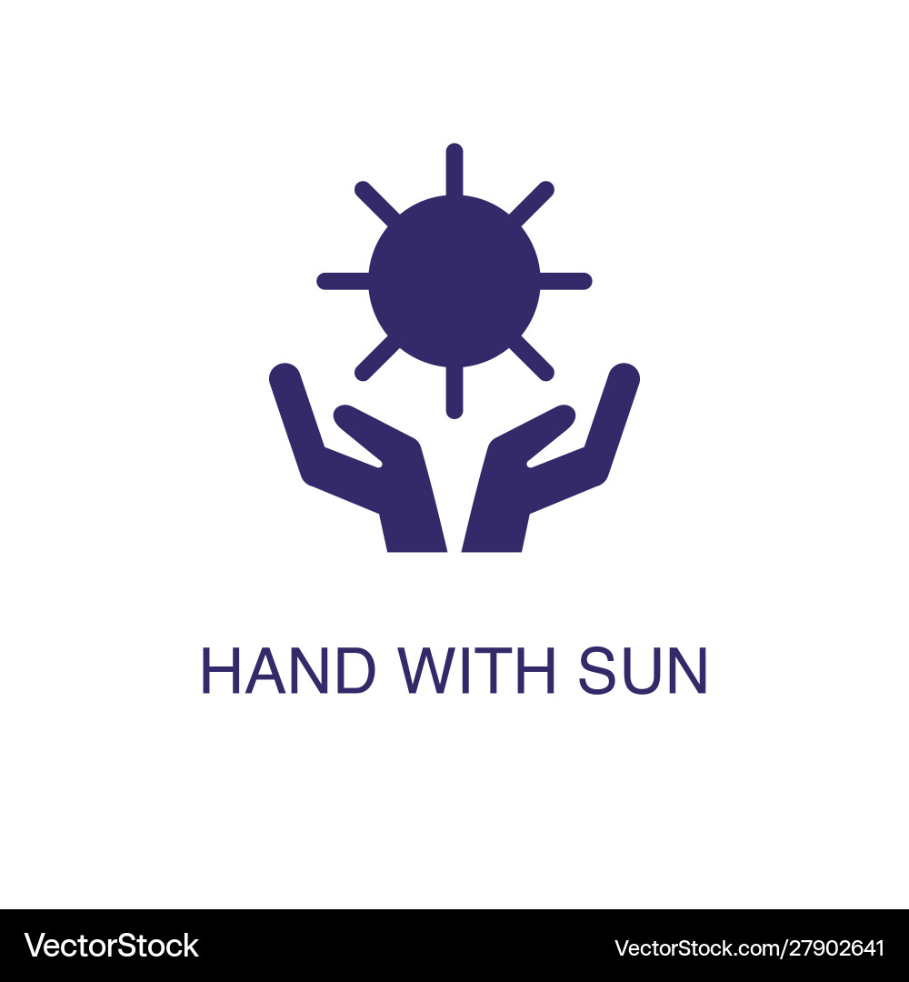 Hand with sun element in flat simple style vector image