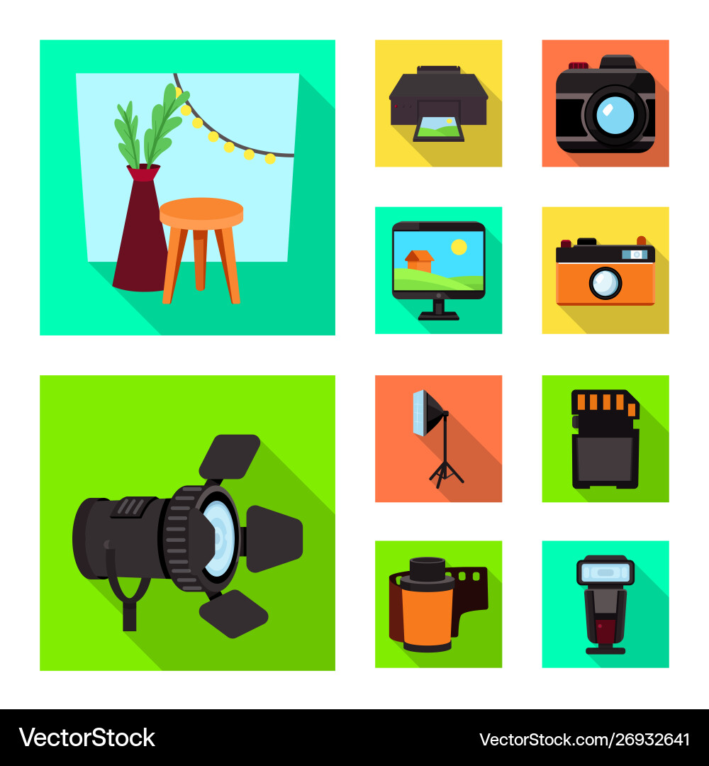 Isolated object photoshoot and work symbol set Vector Image