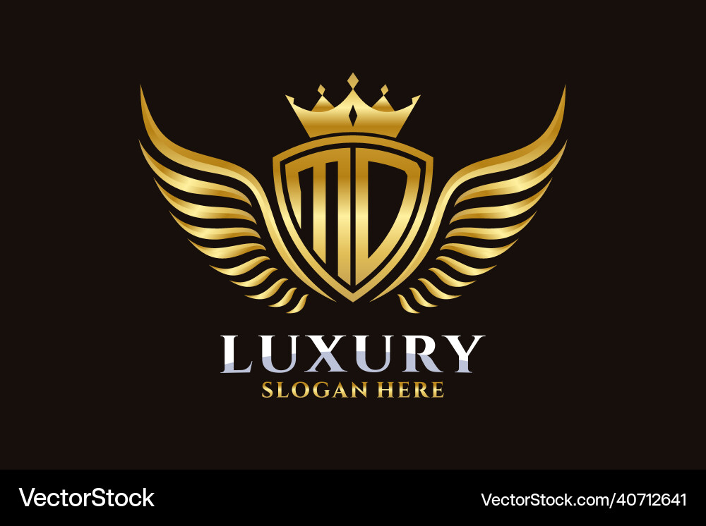 Luxus königlichen Flügel Buchstaben md crest gold Farbe Logo Luxus königlichen Flügel Buchstaben md crest gold Farbe Logo vektorbild
