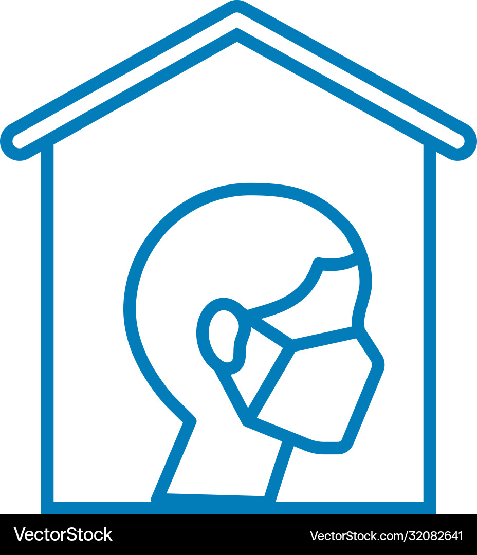 Man using face mask in house line style icon Man using face mask in house line style icon Vector Image