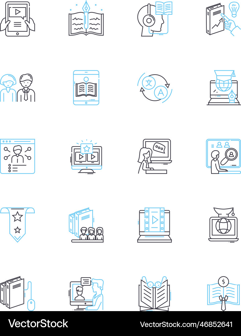 Media design linear icons set typography layout vector image