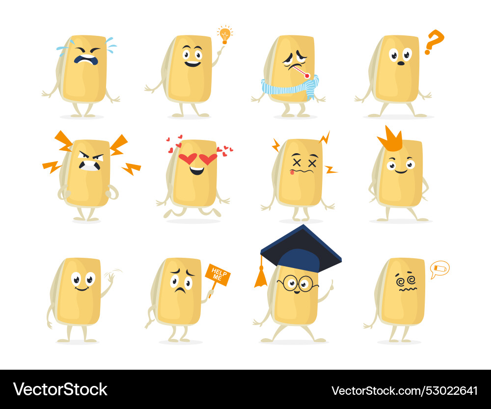 Playful cartoon parmesan cheese characters Playful cartoon parmesan cheese characters vector image