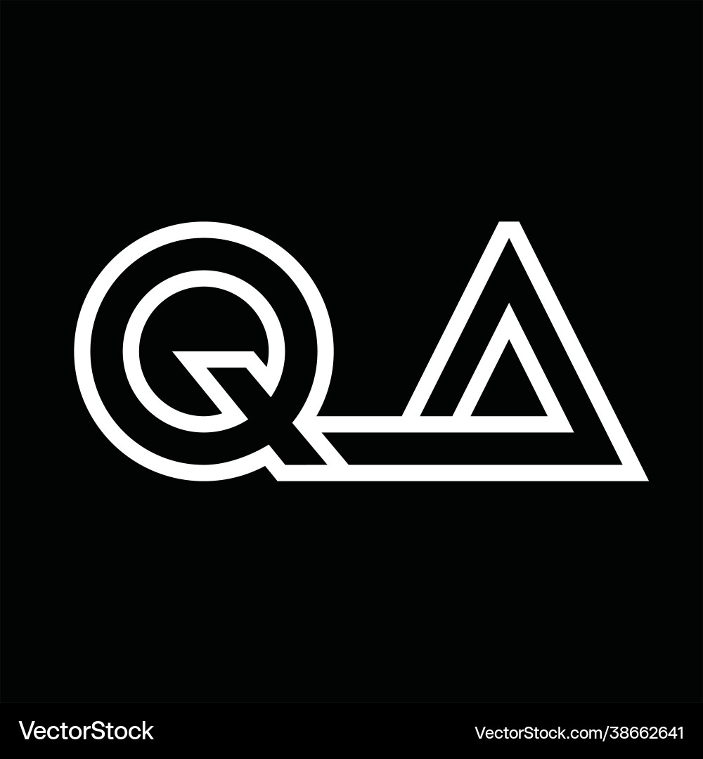 QA Monogram Logo - Line Art Vector Image