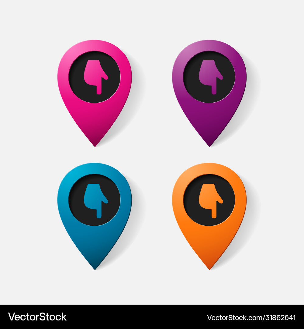 Realistic color pointer finger down Realistic color pointer finger down Vector Image
