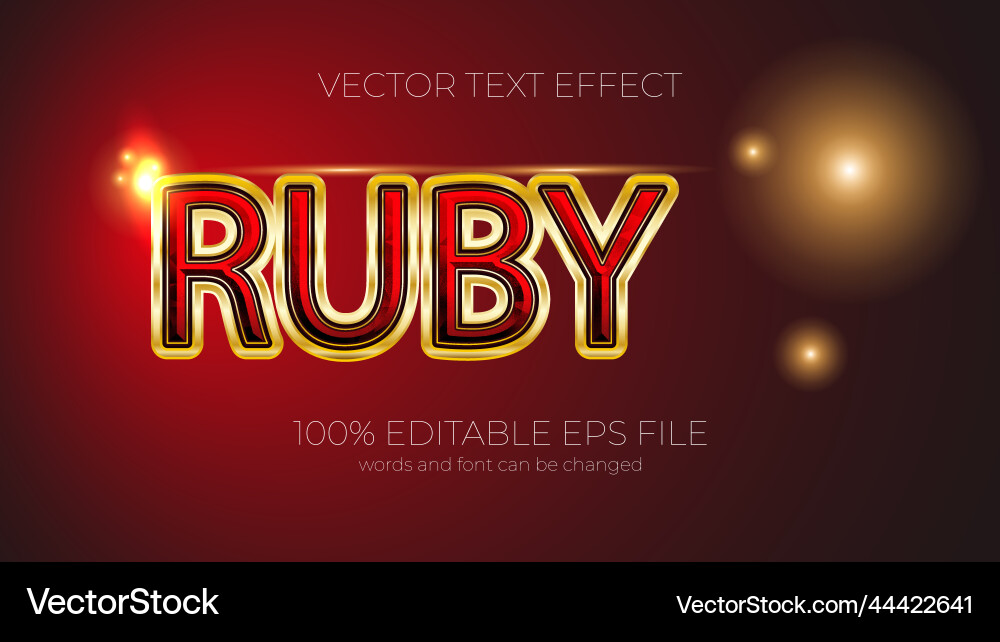 Ruby text effect style eps editable Vector Image