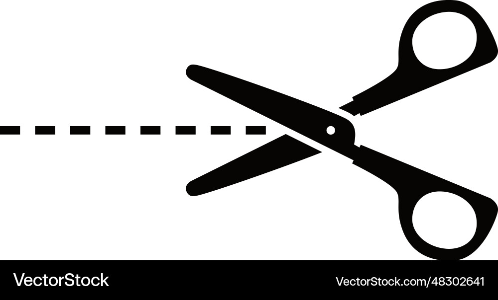 Scissors icon with cut lines on white background Scissors icon with cut lines on white background Vector Image