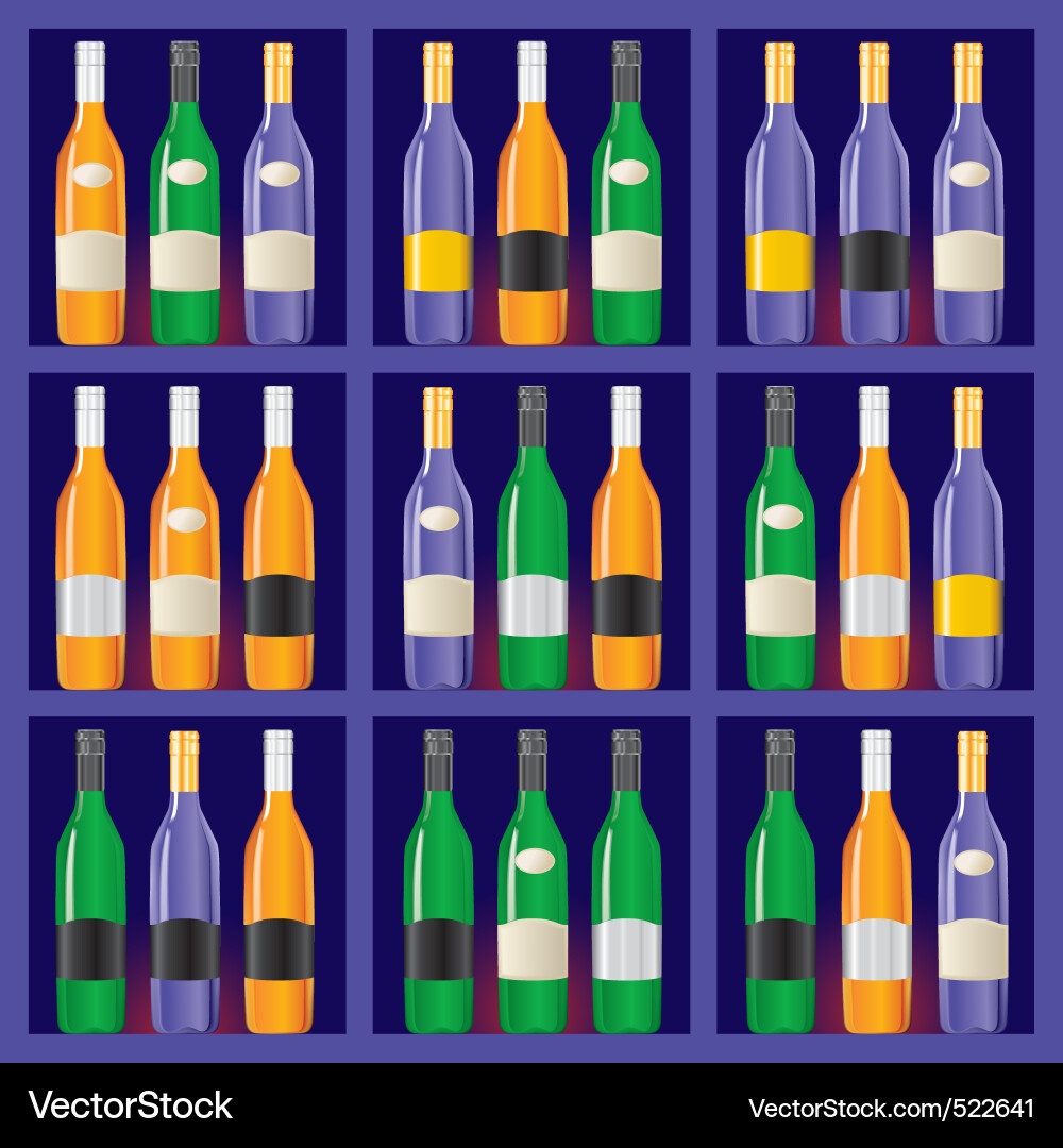 Showcase with bottles Vector Image