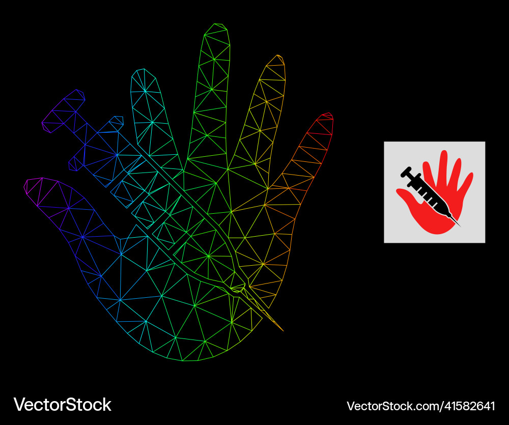 Spectrum gradient polygonal network vaccine stop Spectrum gradient polygonal network vaccine stop vector image