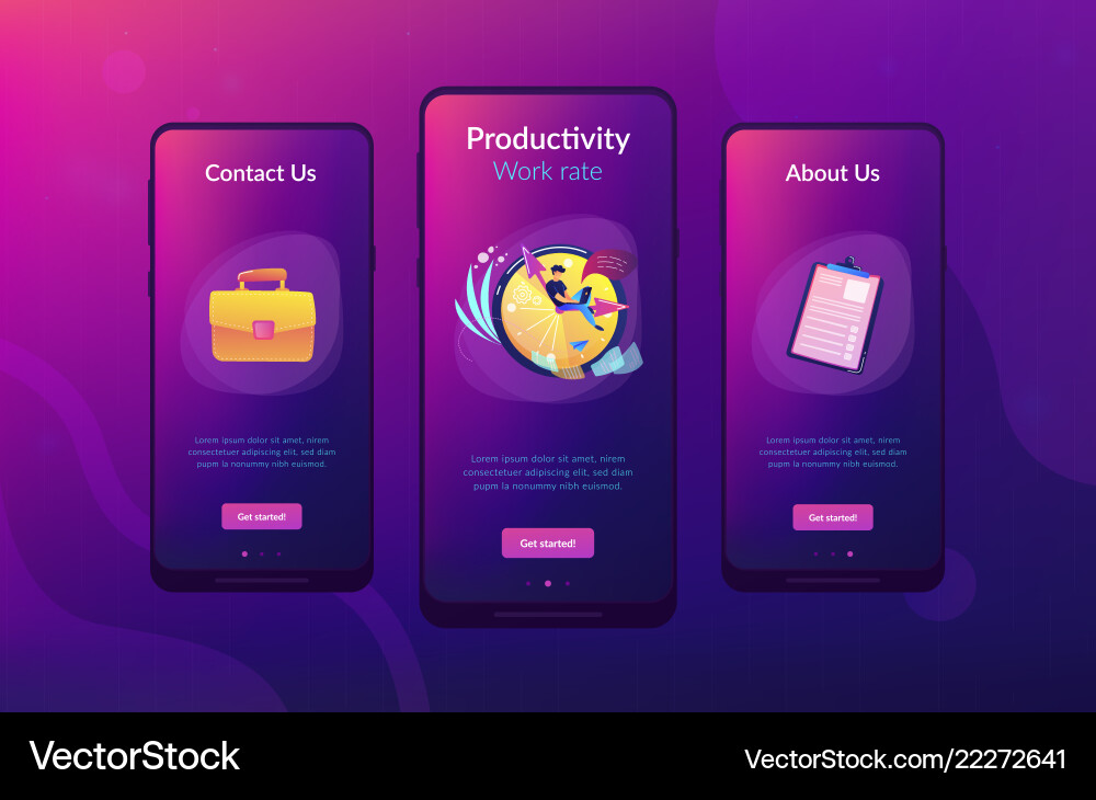 Time management app interface template Time management app interface template vector image