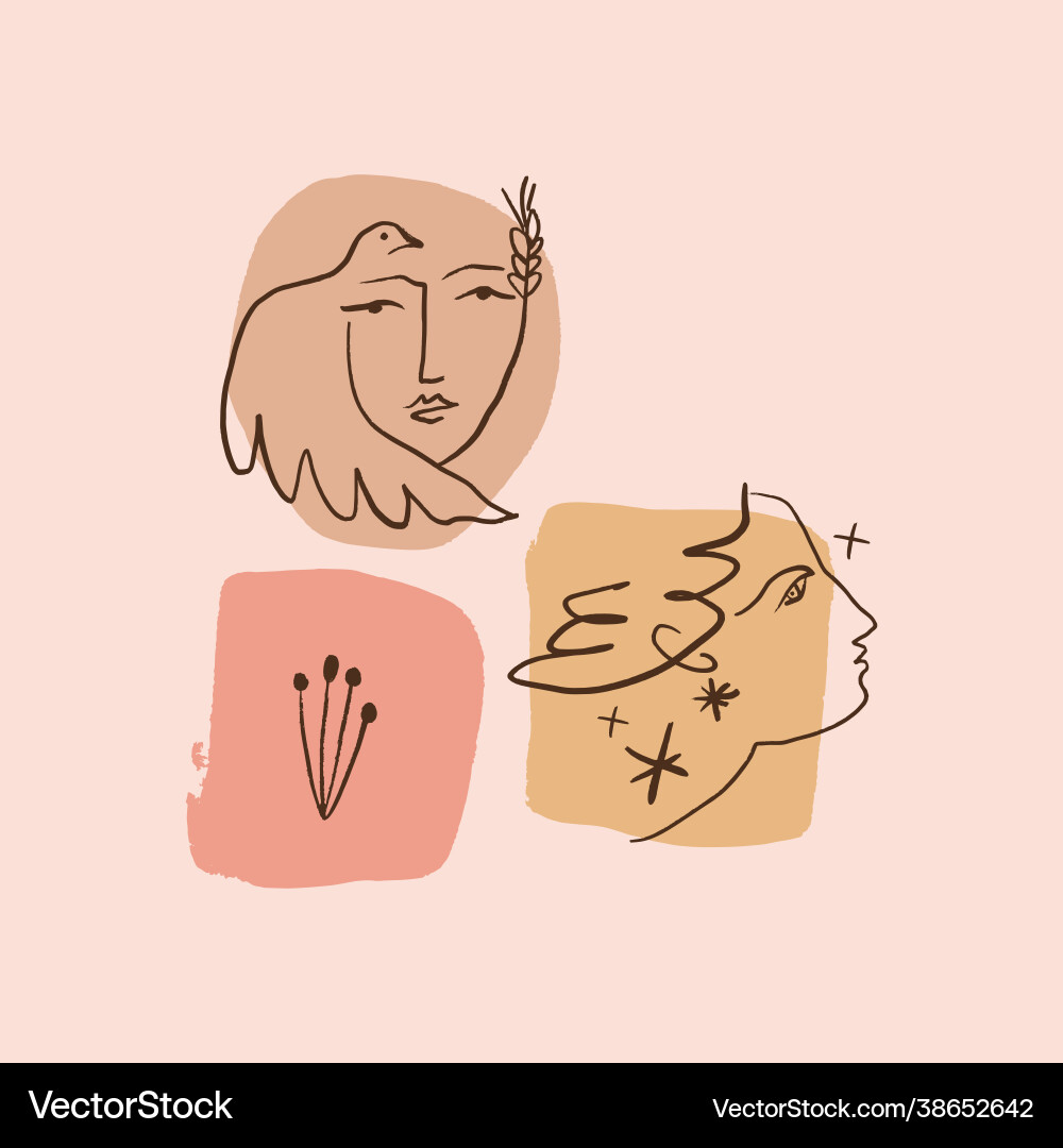 Abstract Faces Set - Linear Style vector image