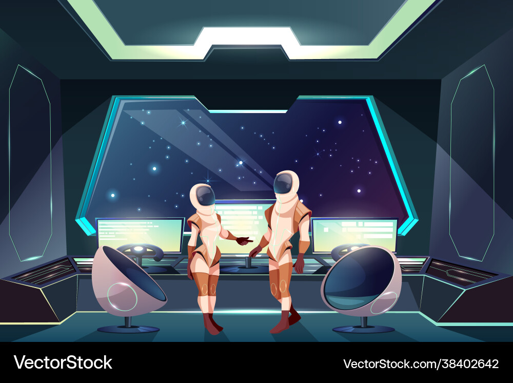 Astronauts in spacesuits on spaceship Astronauts in spacesuits on spaceship vector image