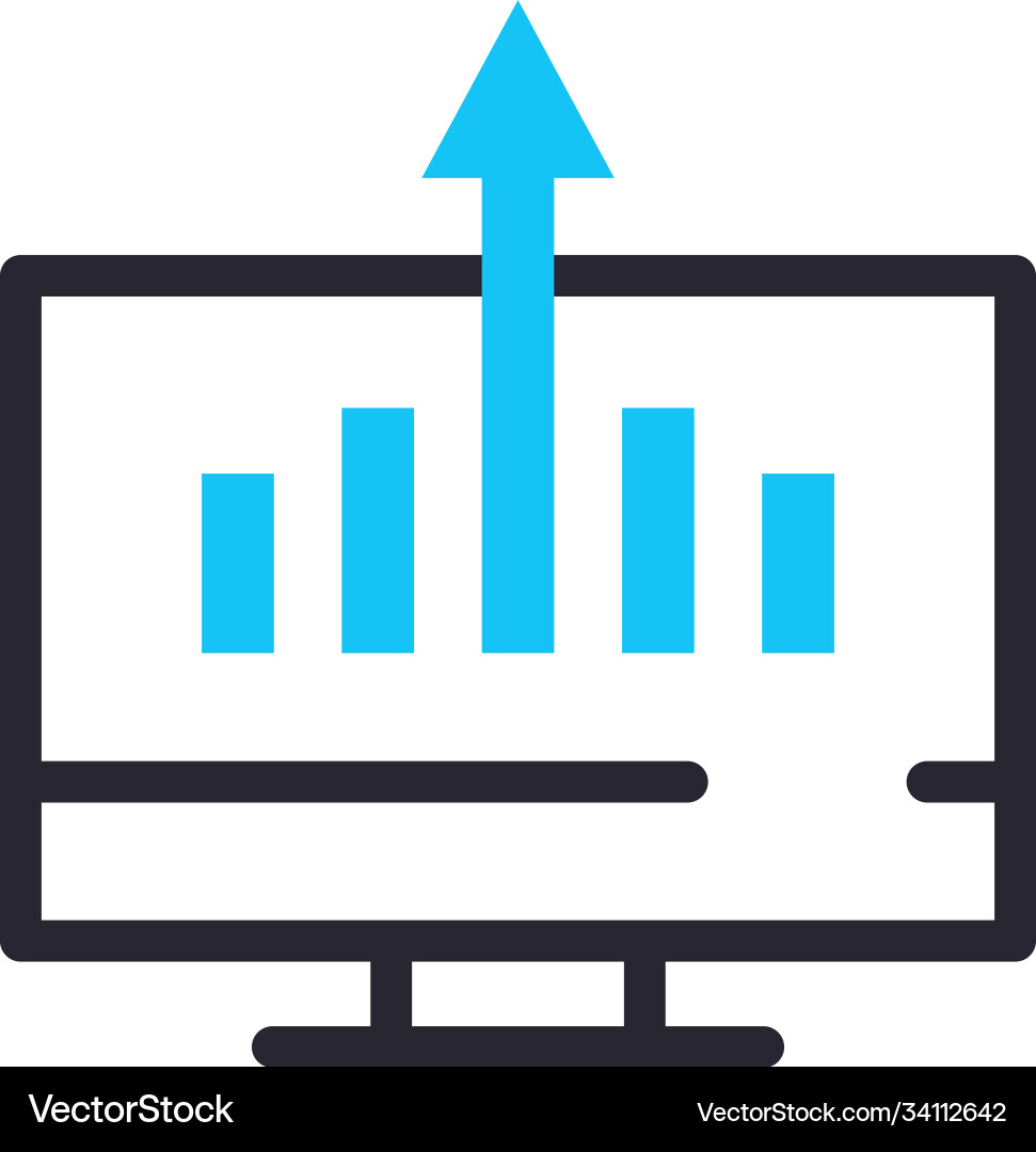 Bars chart in computer line and fill style icon vector image