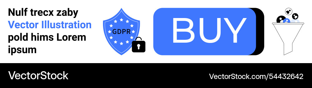 Blue buy button with gdpr shield and funnel icons Blue buy button with gdpr shield and funnel icons vector image