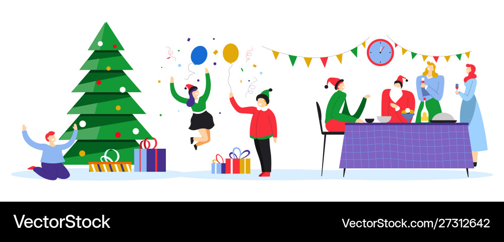 Christmas party for kids and parents xmas holiday vector image