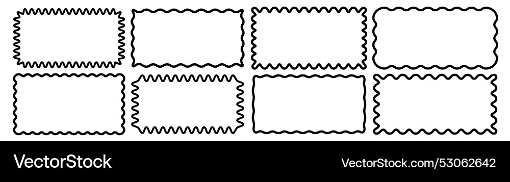 Cloudy wave curve edge frame set black color Cloudy wave curve edge frame set black color vector image