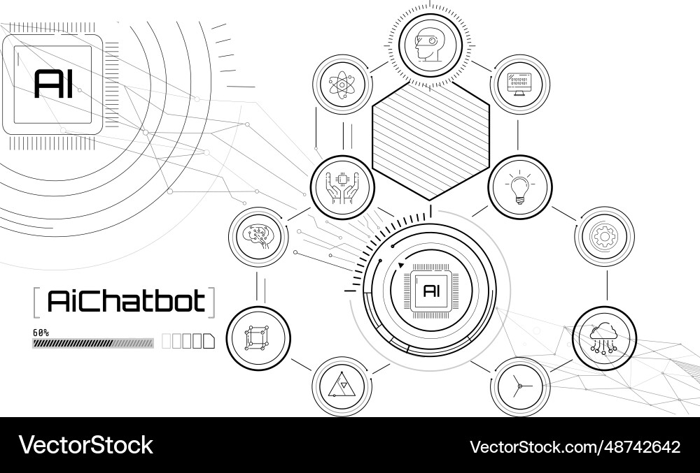Conceptual technology with chatbot artificial Conceptual technology with chatbot artificial vector image