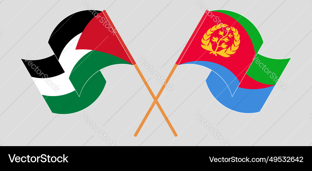 Crossed and waving flags of palestine eritrea Crossed and waving flags of palestine eritrea Vector Image
