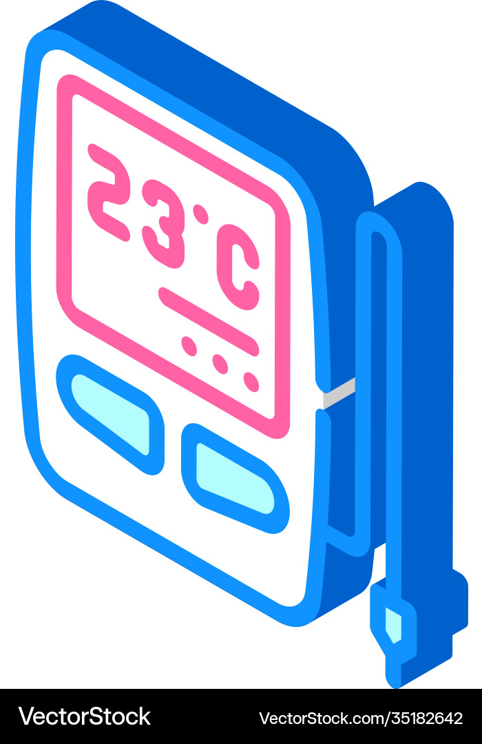 Digital thermometer with sensor isometric icon vector image