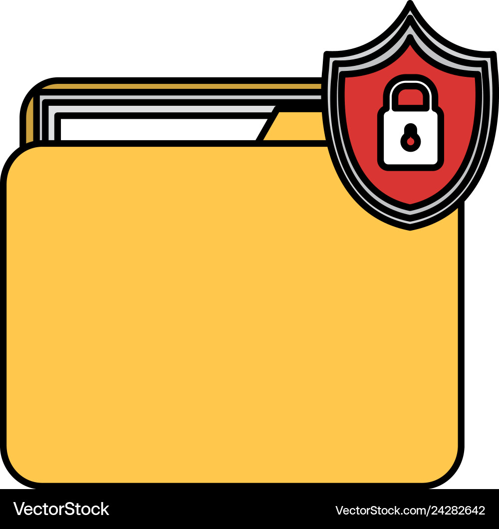 File folder with shield padlock File folder with shield padlock vector image
