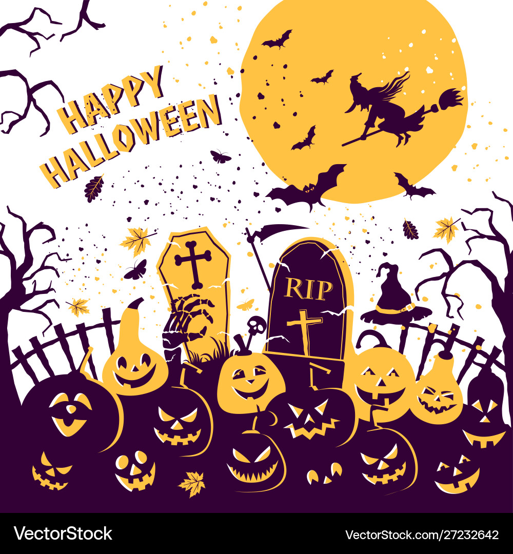 Halloween Party-Einladung mit gruseligen Kürbissen Halloween Party-Einladung mit gruseligen Kürbissen vektorbild