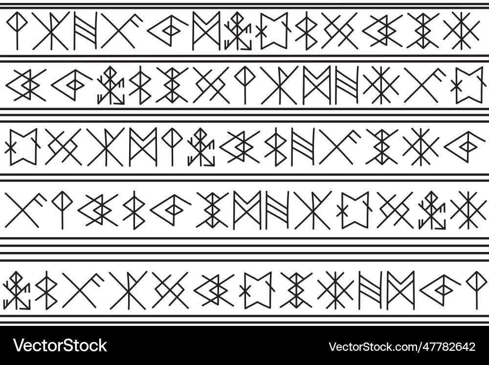 Line of the rune character pattern on white Vector Image