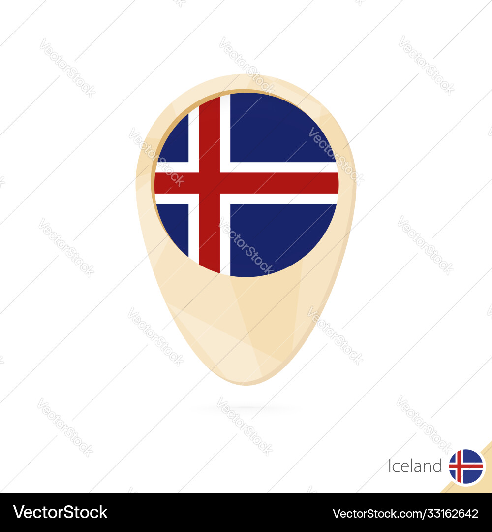 Map pointer with flag iceland orange abstract Vector Image