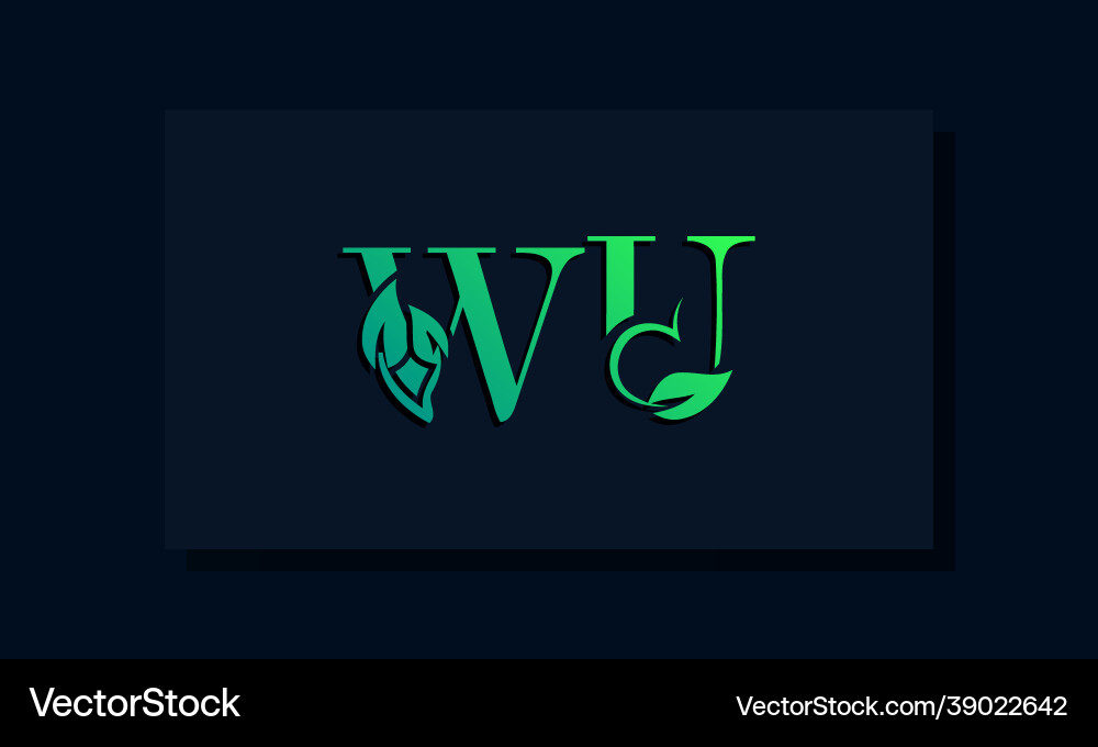 Minimal leaf style initial wu logo vector image