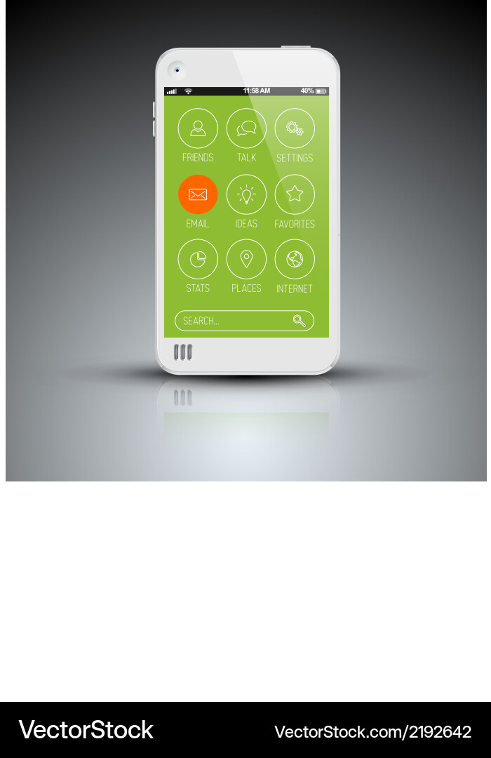 Modern mobile phone with flat user interface vector image