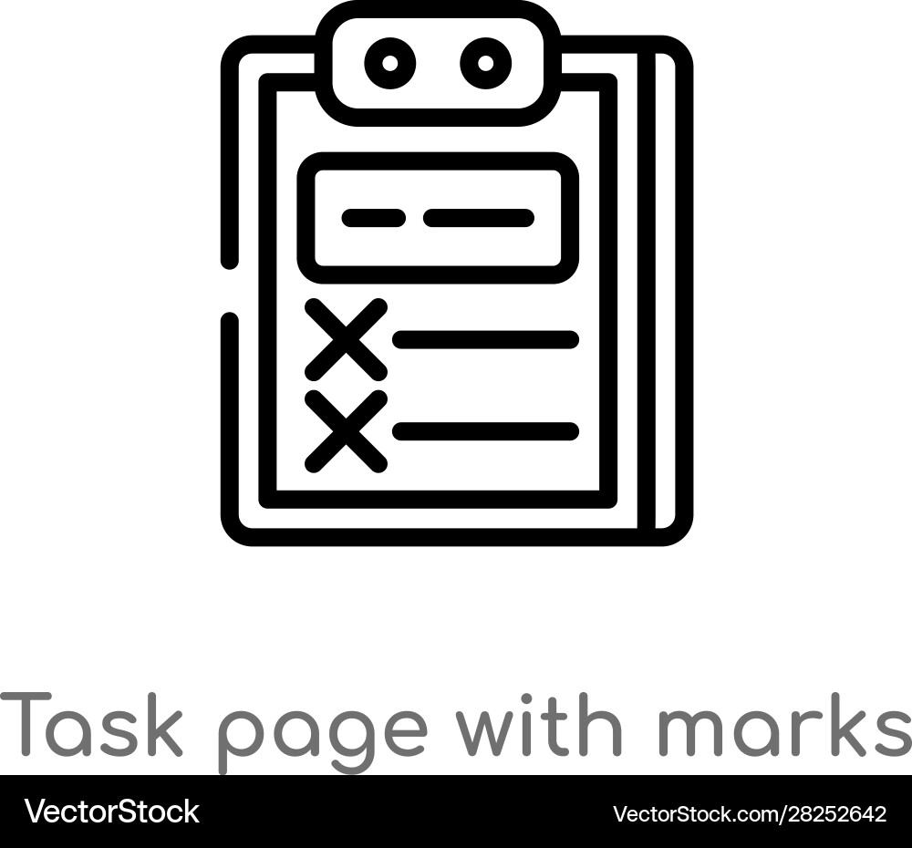 Outline task page with marks icon isolated black vector image
