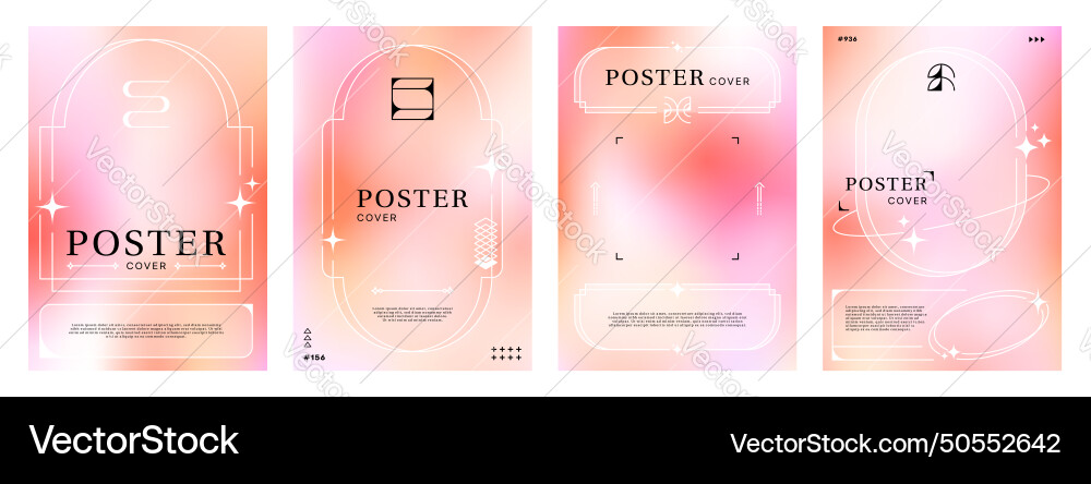 Pastel gradient y2k posters with abstract frame Pastel gradient y2k posters with abstract frame vector image