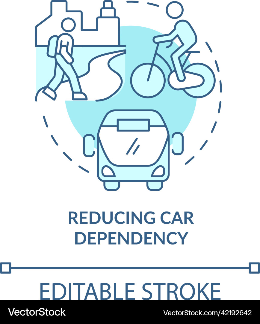 Reducing car dependency turquoise concept icon Reducing car dependency turquoise concept icon vector image