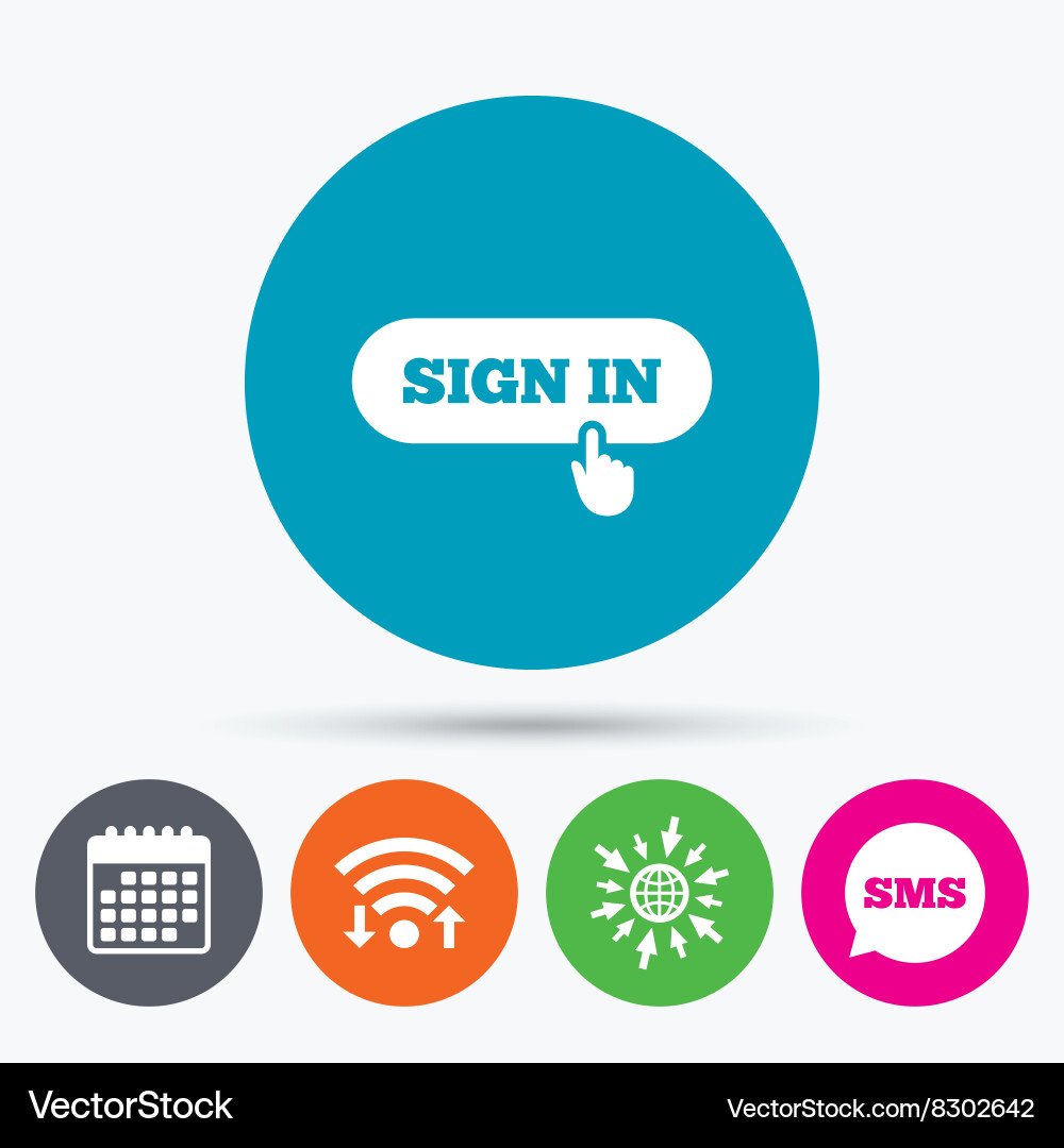 Sign in with hand pointer icon login symbol vector image