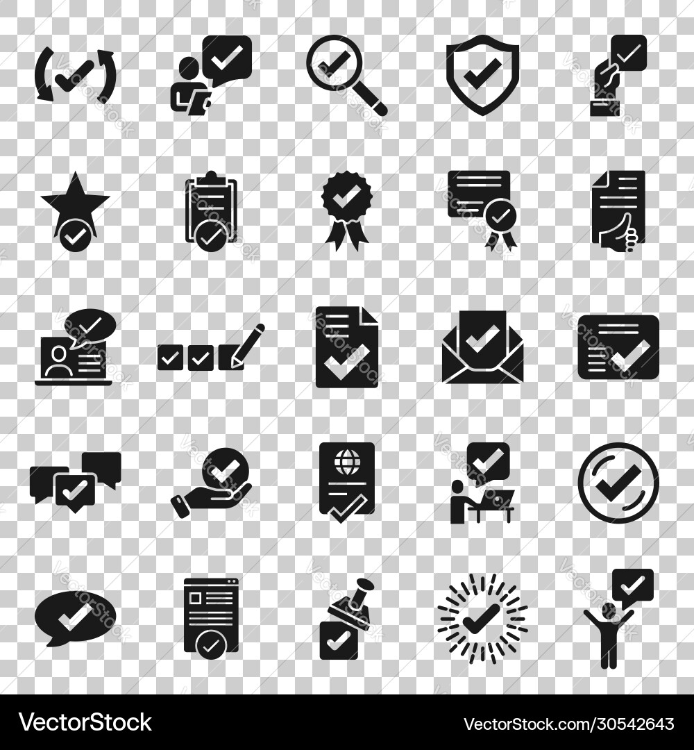 Approve icon set in flat style check mark Approve icon set in flat style check mark vector image