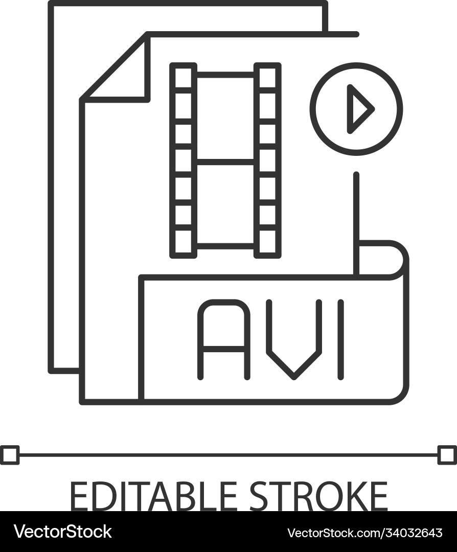 Avi file pixel perfect linear icon Vector Image