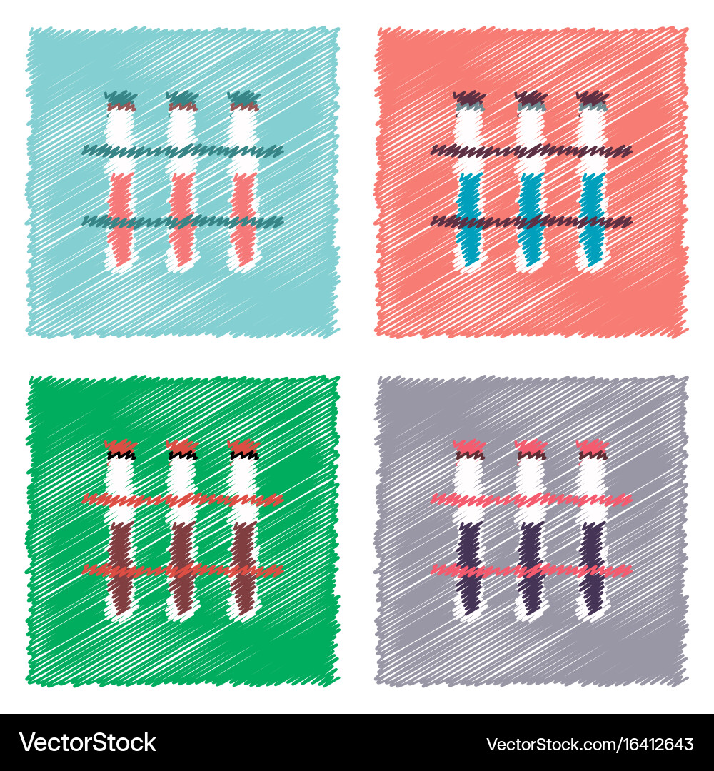 Collection of flat shading style icons three test Vector Image