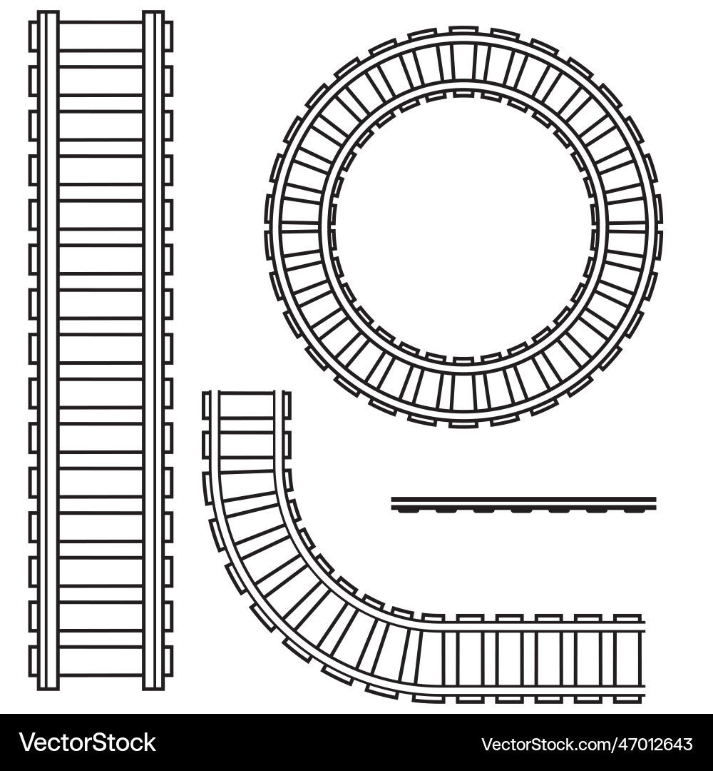 Curved railway rails isolated Vector Image