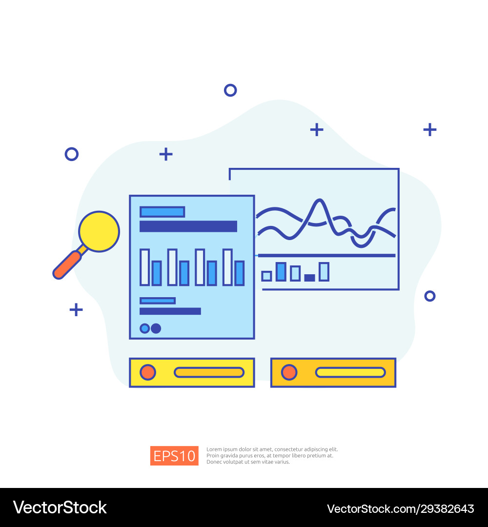 Digital graph data for seo analytics vector image