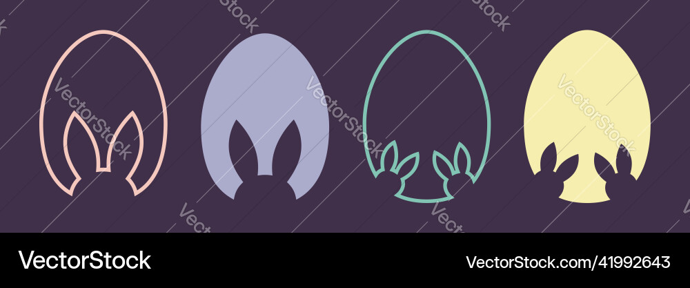Easter egg frame with bunny ears outline eggs Vector Image