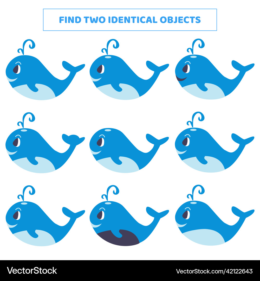 Find two identical objects matching game for kids Vector Image