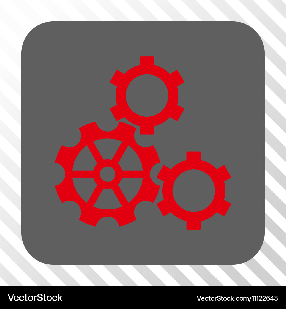 Gears rounded square button vector image
