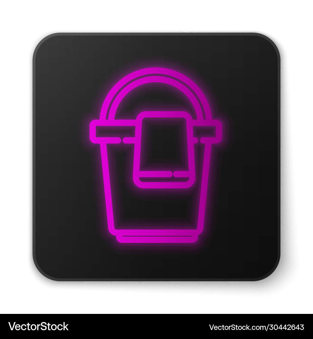 Glowing neon line bucket with rag icon isolated Glowing neon line bucket with rag icon isolated Vector Image